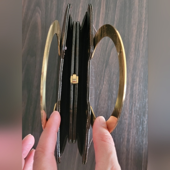 Vintage faux crocodile Block brand women's purse gold tone handle bag - Picture 5 of 14